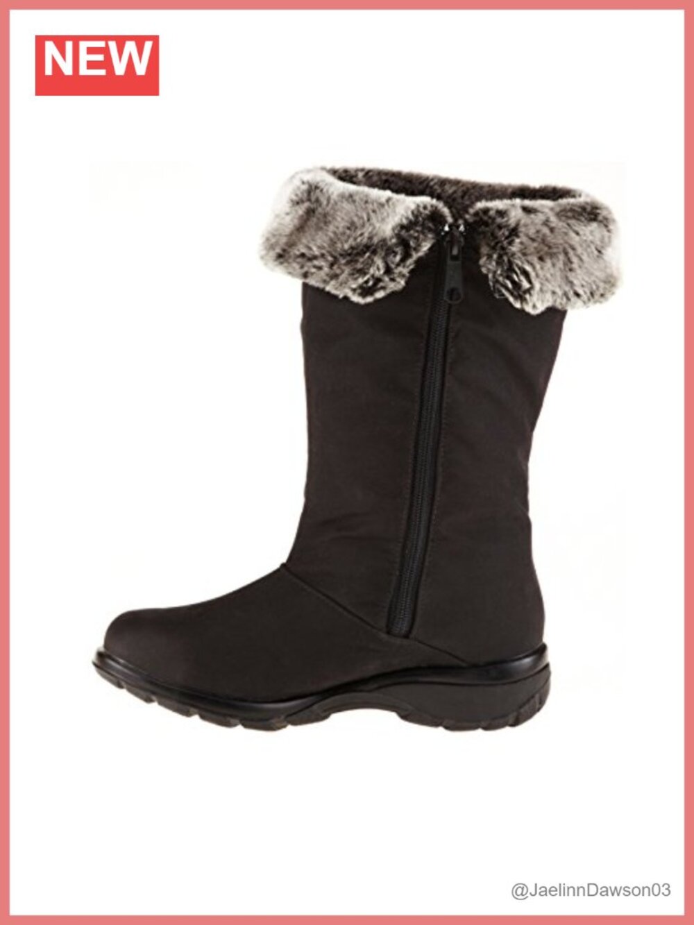 Waterproof Mid-Calf Boots Foldable Collar Insulated Winter Boot